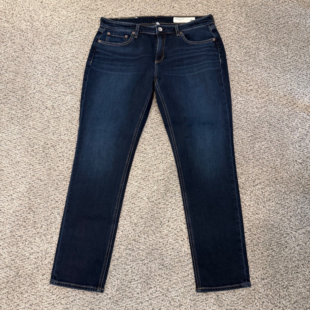 Rag & Bone Dre Low-Rise Slim Boyfriend Jeans Dark Indigo Blue Size 29 Womens